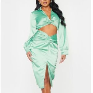 Sage Green Cutout Dress